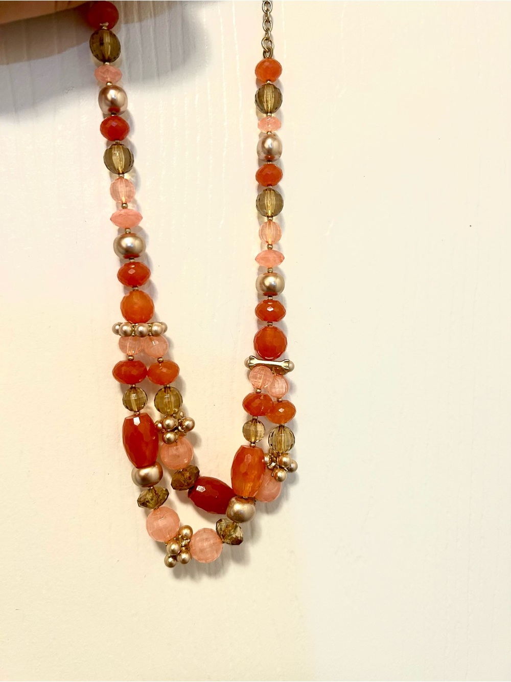 Jones New York Orange and Pink Layered Beaded Necklace